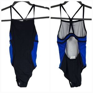 Speedo 12/28 Women's Blue PowerPlus Sprint Splice Free Back One Piece Swimsuit